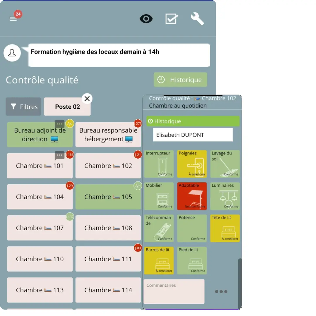 Fonctionnalité SASHA contrôle qualité
